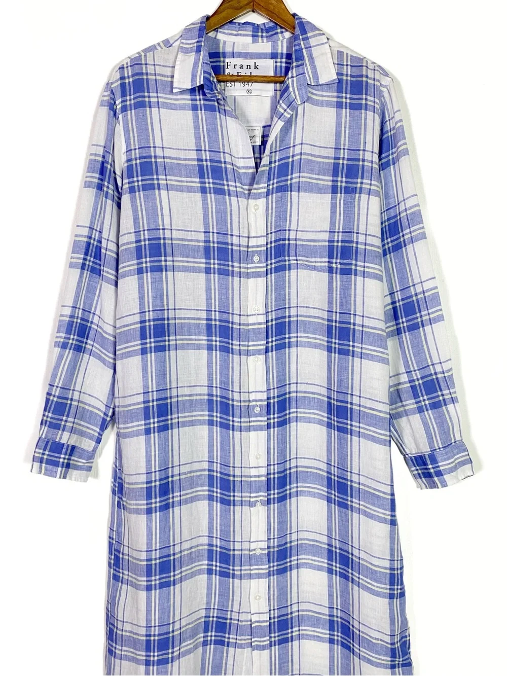 Frank & Eileen Rory Linen Maxi Shirt Dress Plaid - Picture 4 of 7